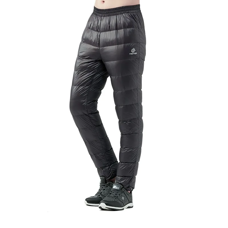 Invierno Ultralight Duck Down pantalones hombres mujeres al aire libre a prueba de viento térmico pantalones de senderismo Camping Trekking esquí pantalones S-3XL
