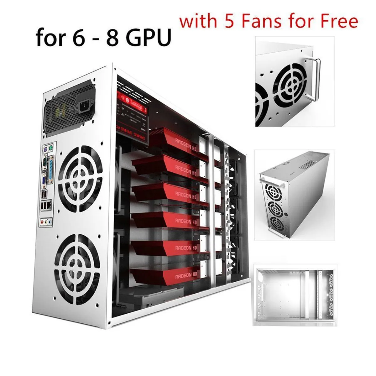 

4U Mining Machine Mining With Fan Frame Rig Graphics Case For 6/8GPU Power Supply