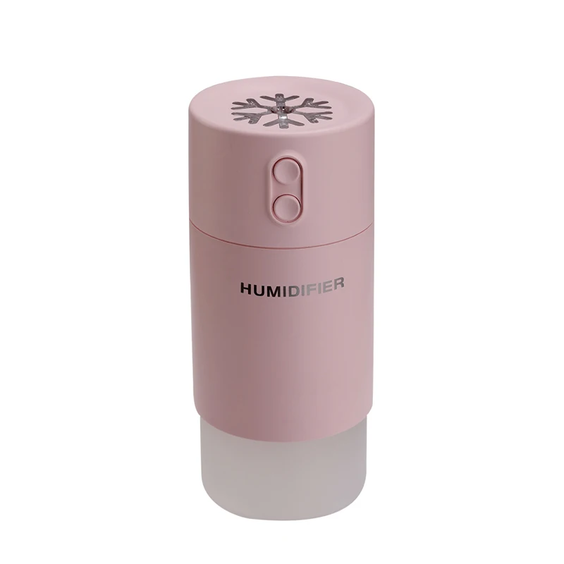 3 в 1 Снежинка увлажнитель воздуха освежитель воздуха мини Воздухоочиститель с ароматерапией эфирные масла диффузор светодиодный свет USB вентилятор Fogger - Цвет: Pink
