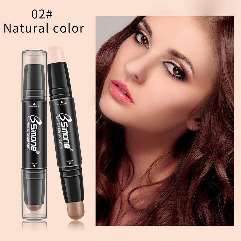 Double Head 3D Bronzer Highlighter Stick Face Makeup Concealer Pen Foundation Stick Cream Texture Contour Pencil Cosmetic TSLM1