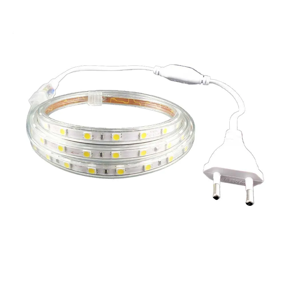 #cheap 100CM + 220V 5050 Led strip lighting + EU Plug 60leds waterproof Nigh light for Playground Hotel Home decor use Fast Ship UR