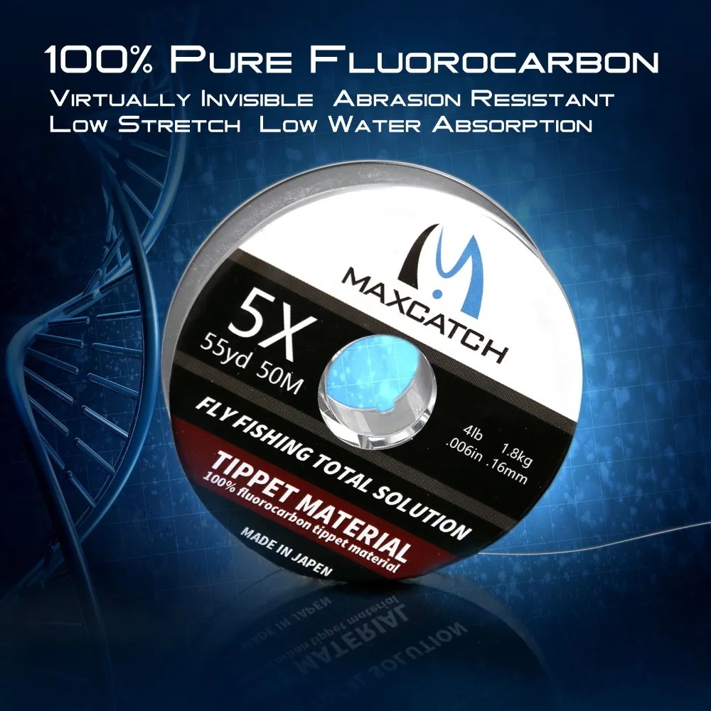 Maximumcatch FluoroCarbon Tippet Fly Line 50M 0X-6X Fluoro Carbon Tippet  Line Fly Fishing Line