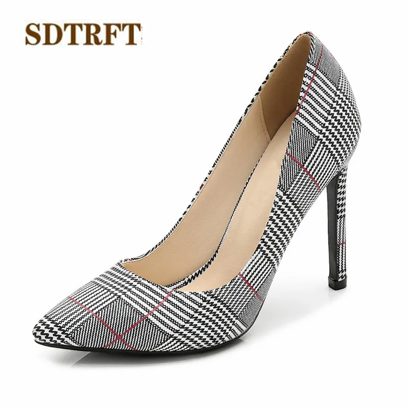 

SDTRFT stilettos 11cm thin high heels wedding shoes woman sexy Shallow mouth pumps Pointed Toe zapatos mujer Plus:35-44 45 46