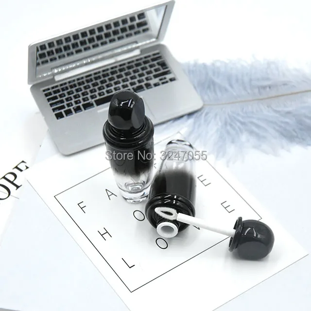 

4ML Plastic Black Gradient Professional Lip Gloss Bottle, Empty Lip Beauty Lip Oil Refillable Package, Portable Lip Gloss Tube