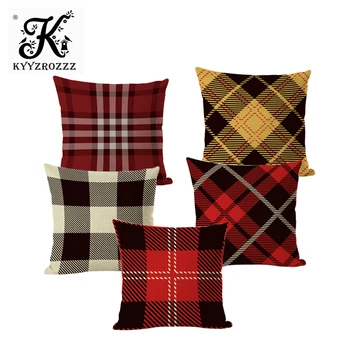 

Plaid Multicolor Pattern Cushion Cover Geometry Trellis Housewear & Furnishings Decor Pillow Case Sofa Throw Pillow Cover