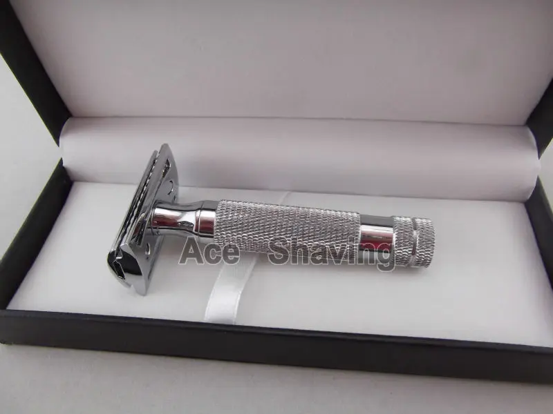 

Stainless Alloy Chrome Plating Double Edge Safety Razor 20 Pcs Blades with A Gift Box