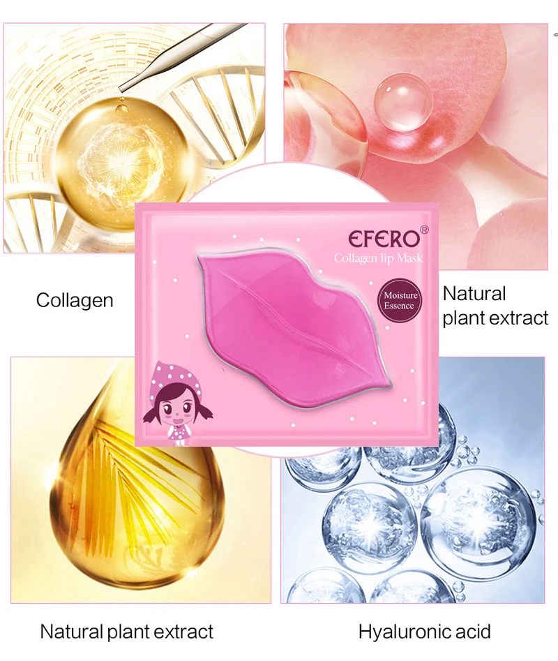 EFERO Collagen Lip Mask Pads Patch for Lip Patches Moisturizing Exfoliating Lips Plumper Pump Essentials Lips Care TSLM1