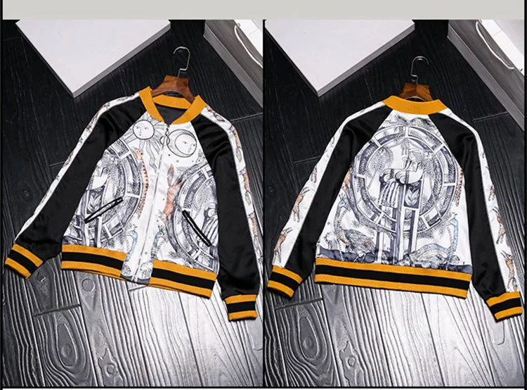 2018 spring Autumn Runways women baseball uniform casual Queen of egypt print women full sleeve jacket (A031) Coats