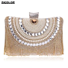 BICOLOR Luxury Woman Evening bag Women Diamond Rhinestone Clutch Crystal Day Clutch Wallet Wedding Purse Party Banquet 5 Color