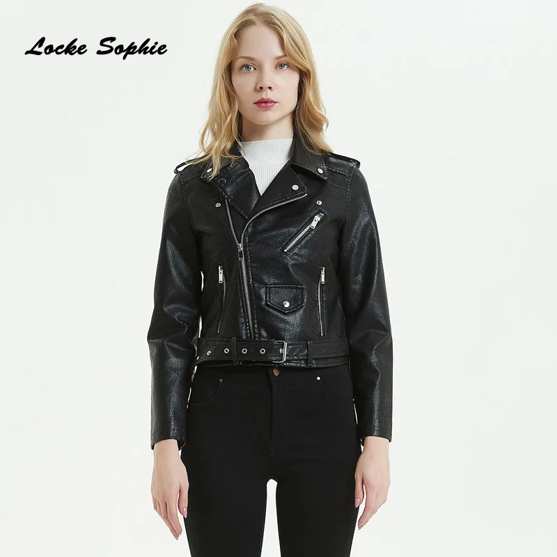 Women Plus size short jacket blazers 2019 Autumn PU leather Splicing faux fur waist belt Jacket ladies Skinny locomotive blazers