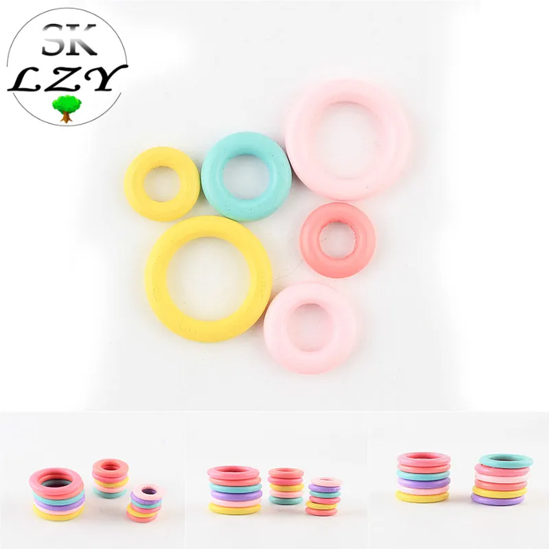 

20PCS Candy Color Wooden Ring Connector DIY Production Baby Toy Wooden Beads Rattle Gift Accessories