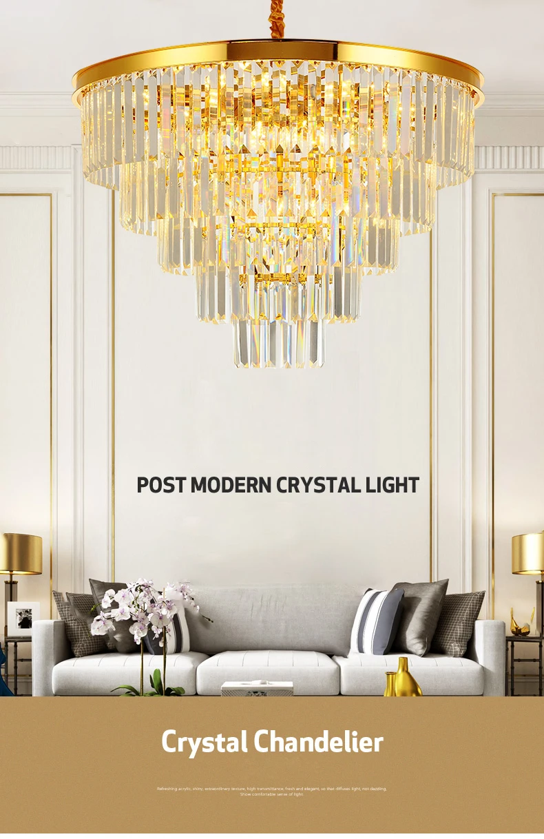 Блестящая золотая металлическая светодиодная люстра, освещение K9, хрустальная люстра для гостиной, светодиодная подвесная люстра, светильники для столовой, Подвесная лампа, светильники