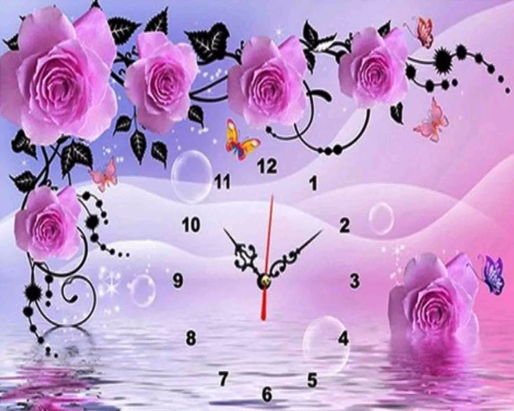 CANX40019076钟表玫瑰花50x40