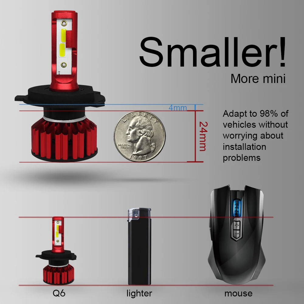 Aslent Mini Size 80W 6000K 16000lm H4 HB2 H7 H8 H9 H11 9005 9006 Anti-Emc for Car LED Headlight Cars Bulbs COB Auto Headlamp 12v Aslent Mini Size 80W 6000K 16000lm H4 HB2 H7 H8 H9 H11 9005 9006 Anti-Emc for Car LED Headlight Cars Bulbs COB Auto Headlamp 12v