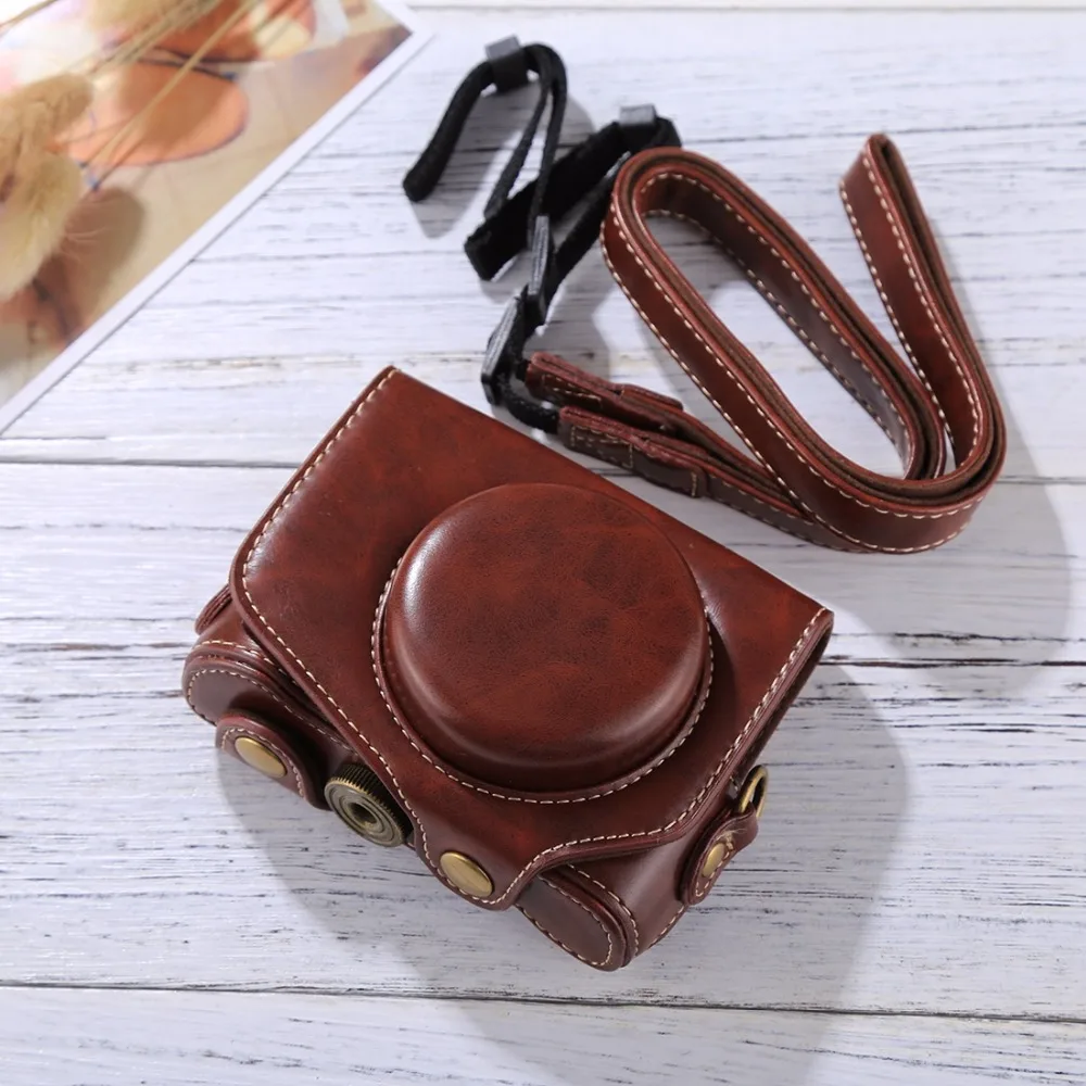 

Full Body Camera PU Leather Camera Case Bag with Strap for Canon PowerShot G7 X Mark II