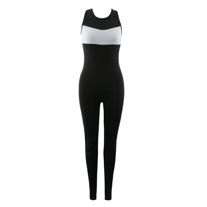 2018 Fashion Summer Jumpsuits for Women Patchwork Tight Bodysuit Women\\\'s Sportswear Backless Overalls Female