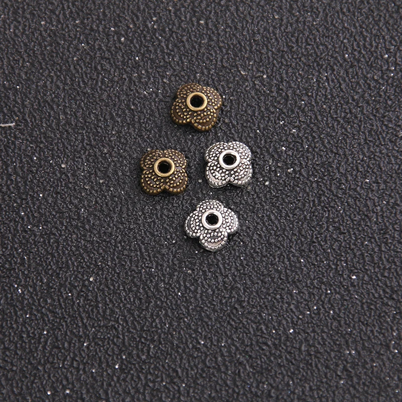 60pcs 8*8mm Two Color Metal Alloy Flower receptacle DIY spaced jewelry accessories Charms Receptacle Ball Caps | Украшения и