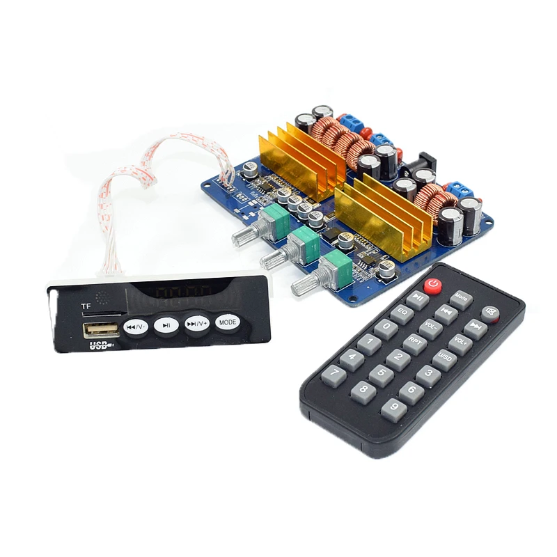 Плата цифрового усилителя звука KYYSLB 4A Class D 2*50 Вт + 100 TPA3116 2 1 плата Bluetooth TF карта USB FM