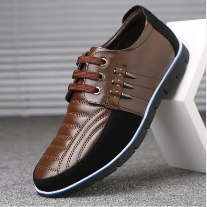 

LZJ Men genuine leather shoes High Quality Elastic band Fashion design Solid Tenacity Comfortable Men's shoes big sizes ZY-251