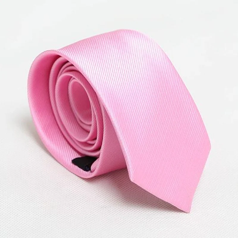 Men Slim Ties Red Neck Skinny Tie Solid Narrow Neckties 6cm width