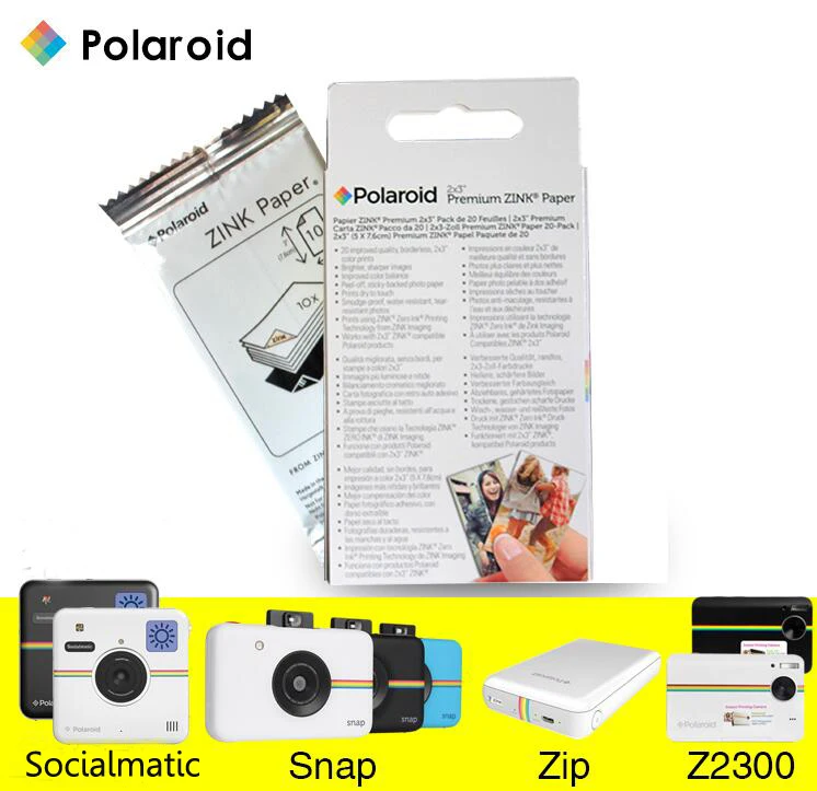 50 листов Премиум ZINK Zero бумага для чернил для мгновенной фото камеры Polaroid Камера Z2300 кнопки touch/застежкой-молнией Пинтера/Socialmatic Instagram