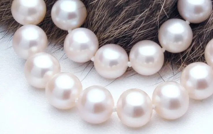 

19" Huge18"10-11mm natural south sea genuine white round pearl necklace good luster (0926)