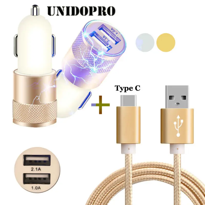 Type C USB 3.1 Charging Data Cable & Dual USB Car Charger