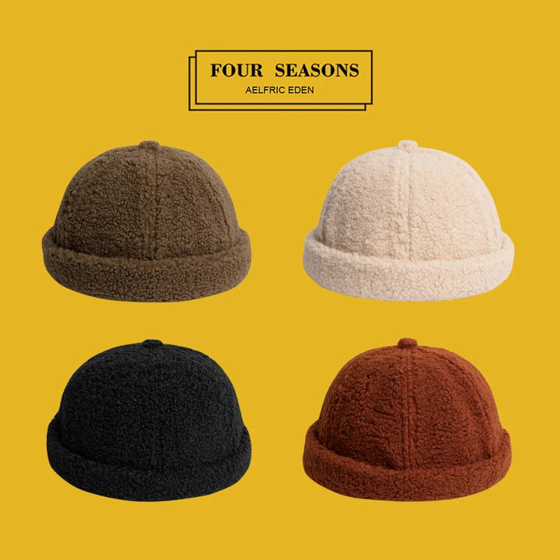 

Aelfric Eden Wool Solid Color Skullies Beanies Fashion Men's Hats Winter Warm Round Hat Unisex Snapback Couple Caps TF05