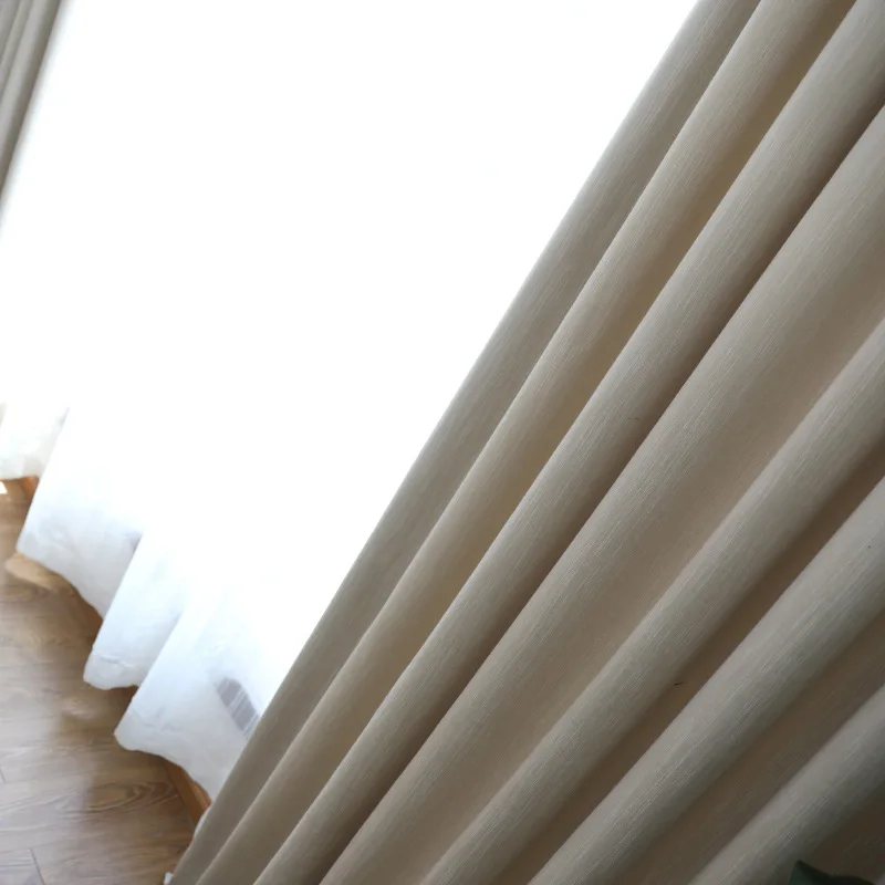 YCENTRE, искусственная льняная однотонная затемненная занавеска, занавески для обработки окон, шумоизоляционные занавески, жалюзи для спальни, гостиной - Цвет: Beige