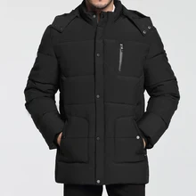 Новинка мужские повседневные парки, плотная зимняя деловая куртка с капюшоном, теплая хлопковая куртка, плюс размер, ветрозащитное пальто