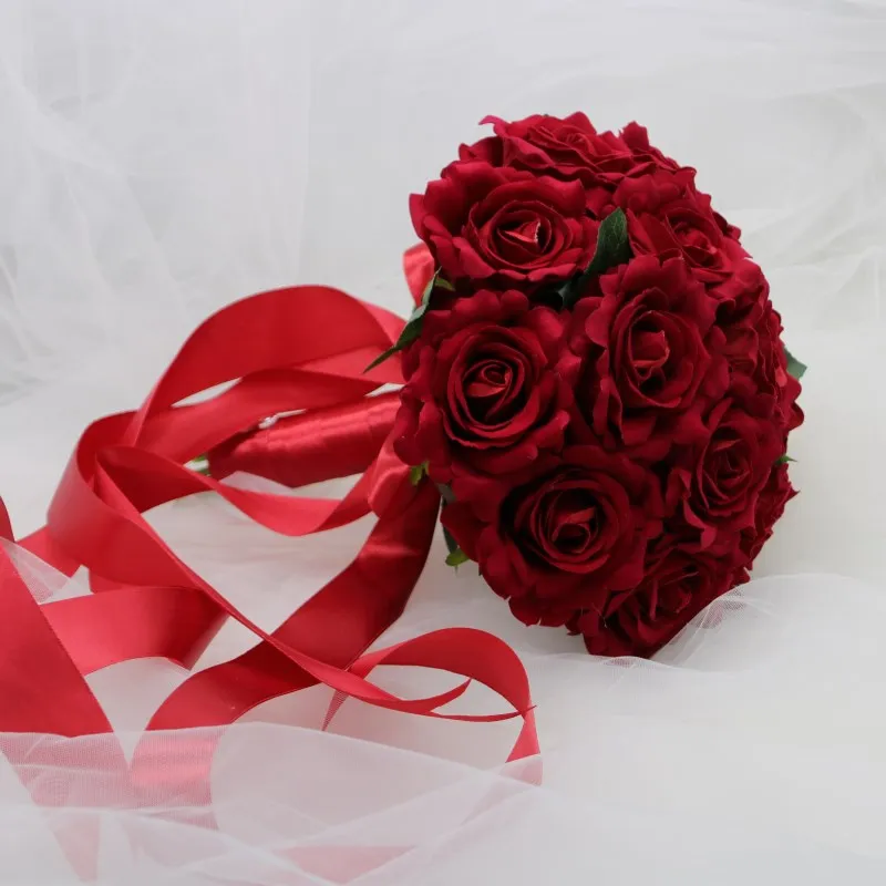 Perfectlifeoh Горячий красный свадебный букет невесты свадебное оформление букета Foamflowers Свадебный букет из роз