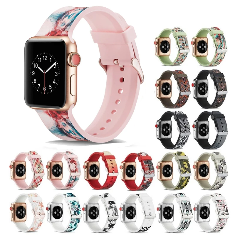 Силиконовые ремешки для Apple Watch 38 мм 42 Браслет Силиконовый ремешок 4 44 40 Ремешки