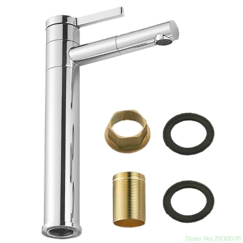 

New High Faucet 360 Degree Rotation Mixer Tap Single Lever Sink Faucet Chrome Drop Ship 11