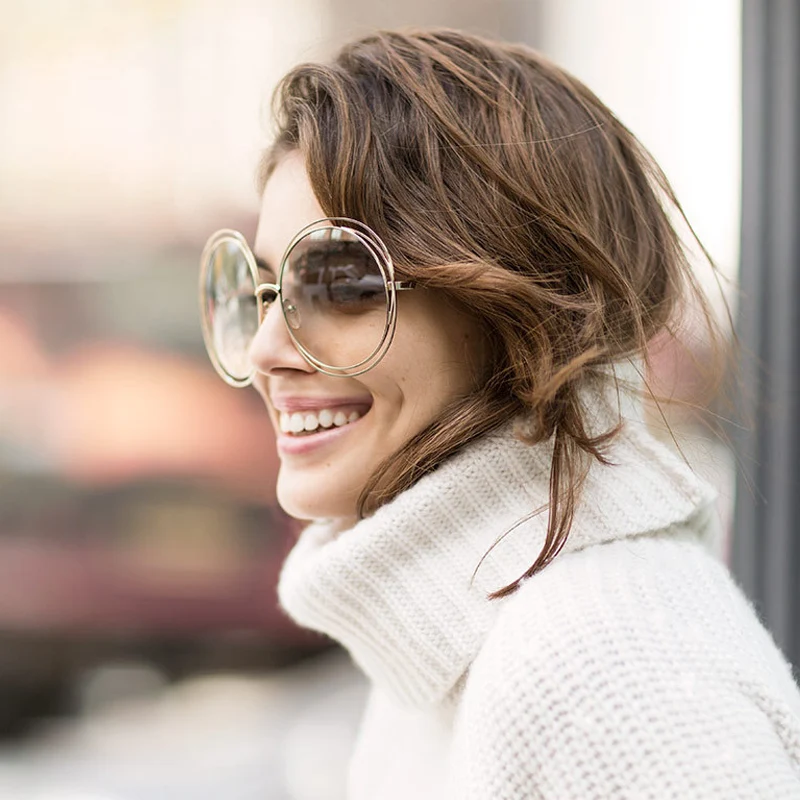 

ROYAL GIRL Pretty Quality Women Brand Designer Sunglasses Oversize Unique Round Wire Sun Glasses Gradient Eyeglasses Shade ss652