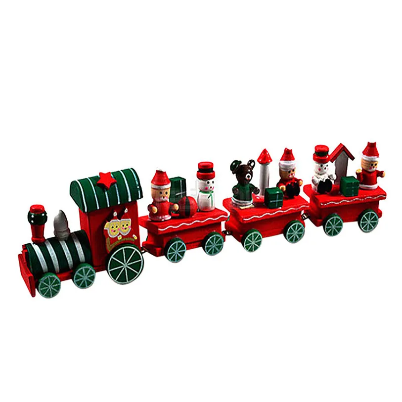 

TS 4 Pieces Wood Christmas Xmas Train Decoration Decor Gift AUG 25