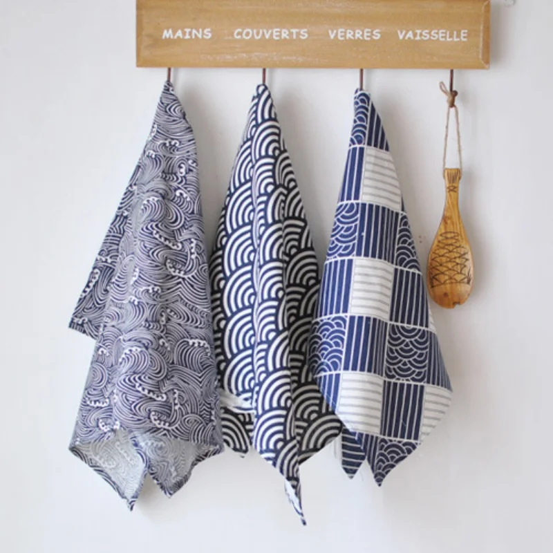 

Wave Japanese meal mat napkin wind Lu cotton cloth home cover background cloth Runner Mat Cutlery Dinner Tables Decorate New