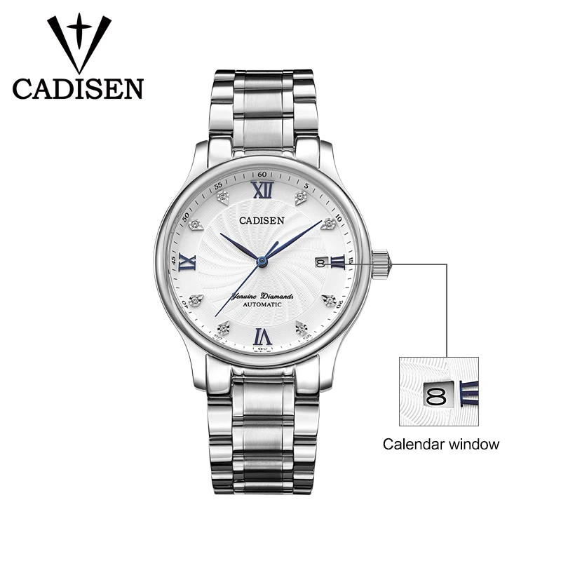 CADISEN ووتش الرجال أعلى العلامة التجارية التلقائي الميكانيكية الساعات الأزياء الفاخرة ووتش للماء مضيئة الصلب الرياضة عارضة ساعة اليد