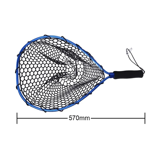Алюминиевый сплав, выдвижная рыболовная сеть, телескопическая складная посадочная резиновая сетка для мухи, ПВА, рыболовная сеть, рыболовная сеть - Цвет: 33x43 cm Blue