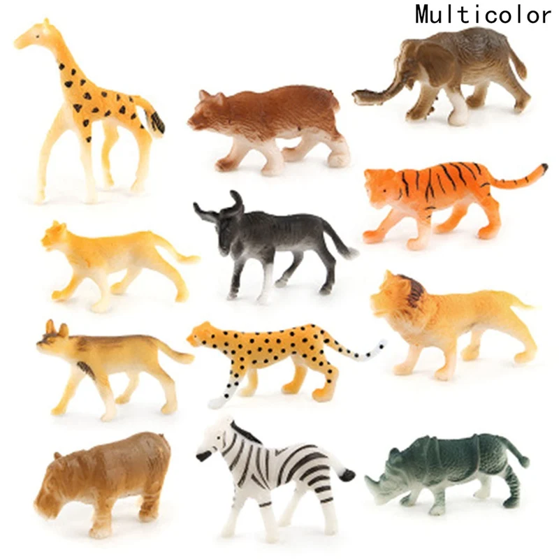 

Random 12pcs/set Mini Wild Animals Action Figures Set Figurines Kids Toys For Children Wild Toys Simulation Animal Model Toy