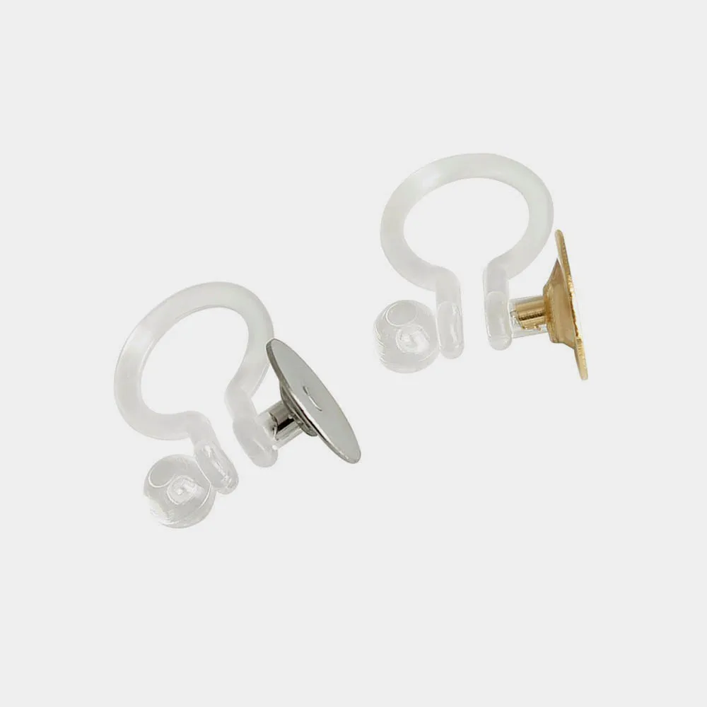 

Stainless Steel Clip on Earrings Findings 4mm 6mm Flat Circle Glue Pad Bases Plastic Clear Non-pierced Earring Components
