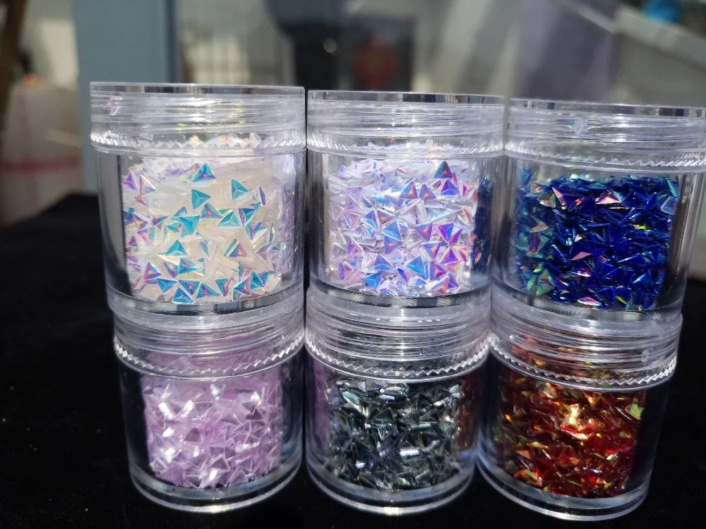 

1 Box (10ml) AB Chameleon Unicorn Glitter,Triangle Nail Sequins,Confetti for 3D Nail Art Decorations Nail Flakes UV Gel Polish