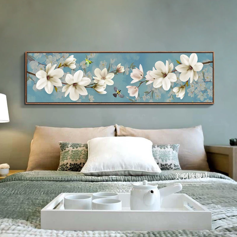  New Magnolia blooming Diamond Painting Full Drill Bedroom Bed Painting Diamond Cross Stitch Simple  - 32837061568