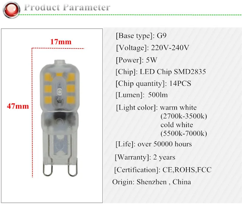 Светодиодный лампы мини G9 AC 220V SMD2835 Светодиодный прожектор для хрустальная люстра заменить 30 Вт, 40 Вт, 50 Вт, ручная сборка галогенная лампа 360 градусов освещения