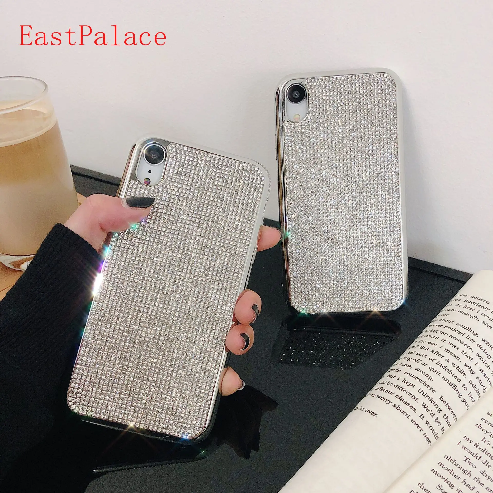 

Luxury Designer Diamond Phone Case for Huawei P20 Pro Mate 20 Pro Nova 3 4 2s Honor 10 Silver Bumper Rhinestone Phone Back Cover