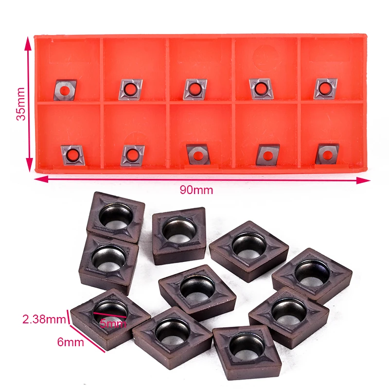 10pcs/Set CCMT060204 Carbide Inserts Internal Blades Durable Sharp Cutter for CNC Lathe Turning Tool Boring Bar