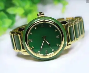 

send certificate noble Handmade carving 100% Natural white green hetian yu stone Bangle Bracelet Watch jadeite