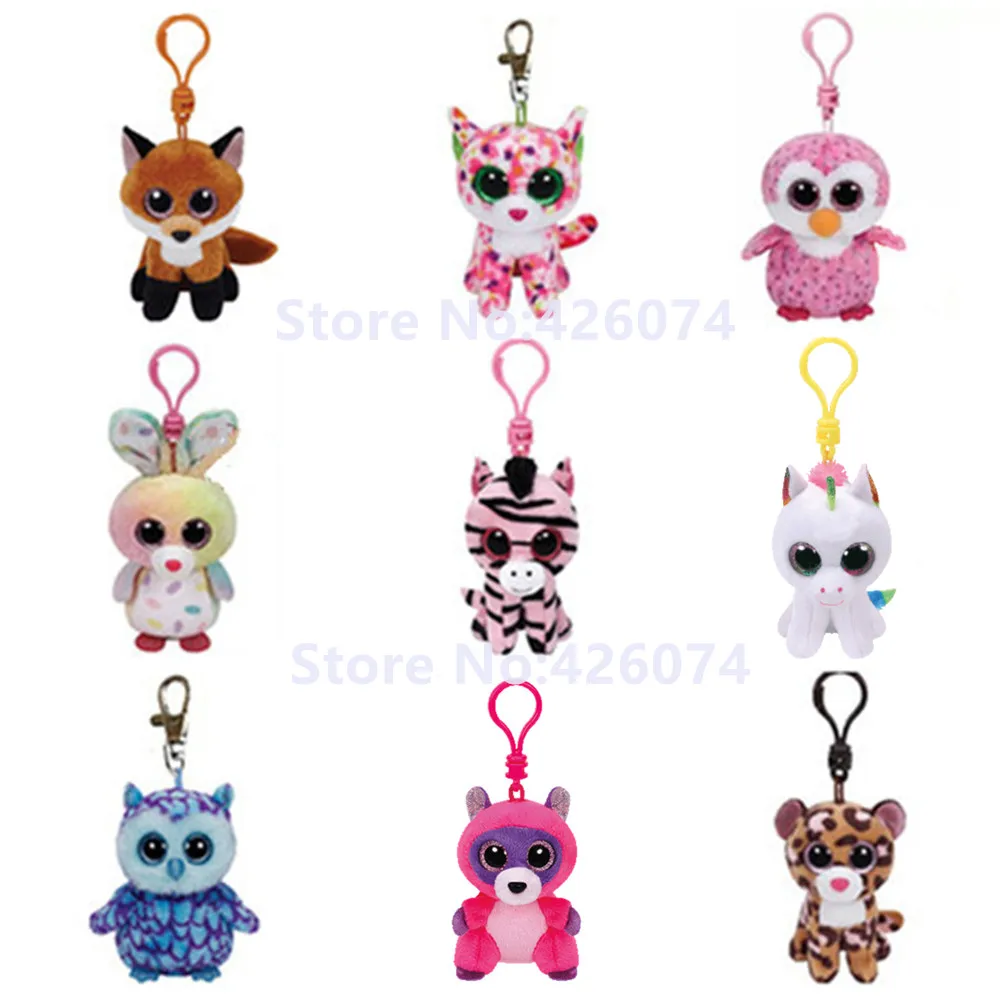 

Big Eyes Fox Owl Rabbit Tiger Leopard Unicorn Stuffed Animals Clip Key Chain Small Pendant Kids Plush Toys 8CM