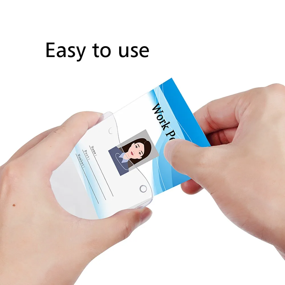 6 Packs of ID Card Holder With Blue Metal Clip Neck Lanyard 4.723.15inch Transparent Badge Card Holder For Office Exhibition Staff Group Members (7)