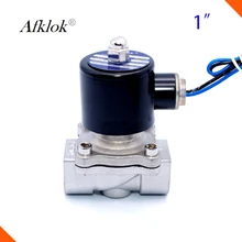 2 варианта: 1 дюйм Электрический клапан 220v Нержавеющая сталь нормально закрытый для воздуха и воды масло Уплотнение EPDM 120 градусов