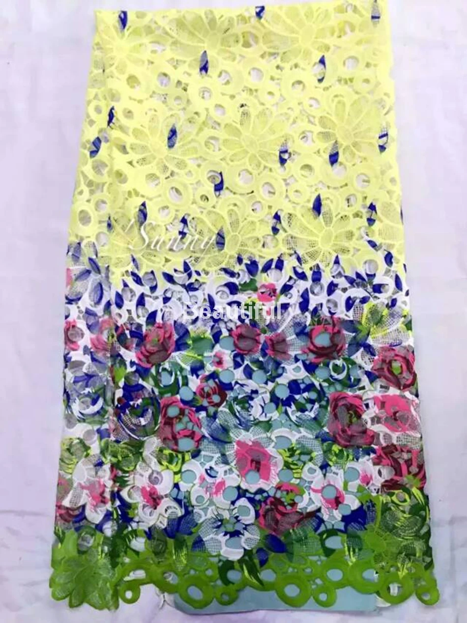 Premium quality african embroidery cord lace fabric printing